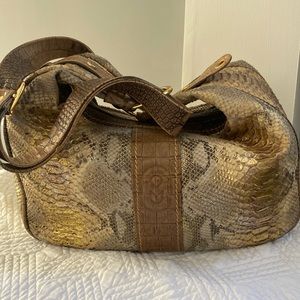 Marino Orlandi Genuine Leather Handbag Faux Embossed Alligator Crocodile